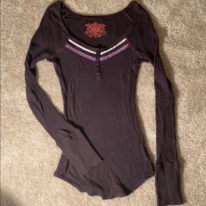 Free People Long Sleeve Waffle Knit